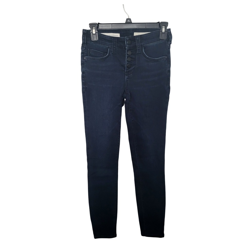 Pilcro Script Skinny Jeans Women 25 Dark Indigo High Rise Button Fly Denim